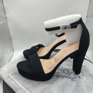 Top Moda COMFORT Women's Black Heeled Sandals